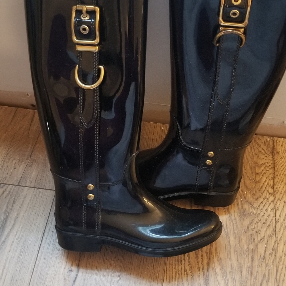 Black Coach rain boots